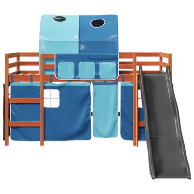 vidaXL Kinderhoogslaper met tunnel 80x200 cm massief grenenhout blauw