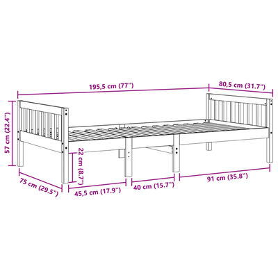 vidaXL Kinderbed zonder matras massief grenenhout wit 75x190 cm