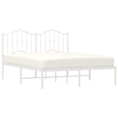 vidaXL Bedframe met hoofdbord metaal wit 135x190 cm