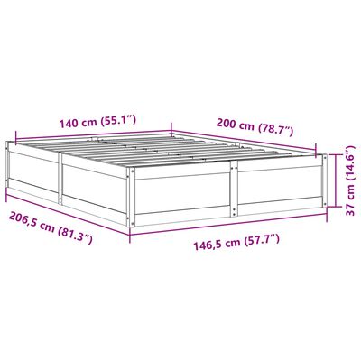 vidaXL Bedframe zonder matras massief grenenhout 140x200 cm