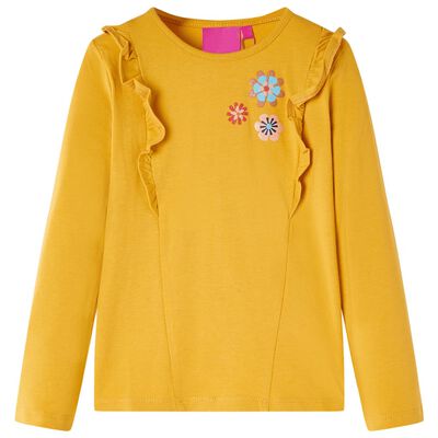 Kindershirt met lange mouwen 116 donkerokerkleurig