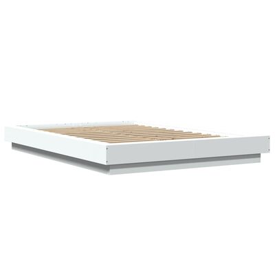 vidaXL Bedframe met LED-verlichting bewerkt hout wit 135x190 cm