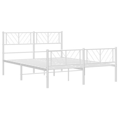 vidaXL Bedframe met hoofd- en voeteneinde metaal wit 150x200 cm