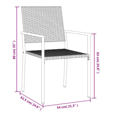 vidaXL Tuinstoelen 2 st 54x62,5x89 cm poly rattan zwart