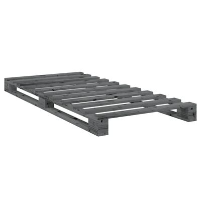 vidaXL Bedframe met hoofdbord massief grenenhout grijs 90x200 cm