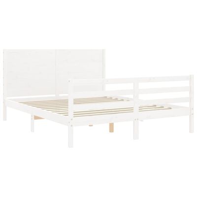 vidaXL Bedframe met hoofdbord massief hout wit