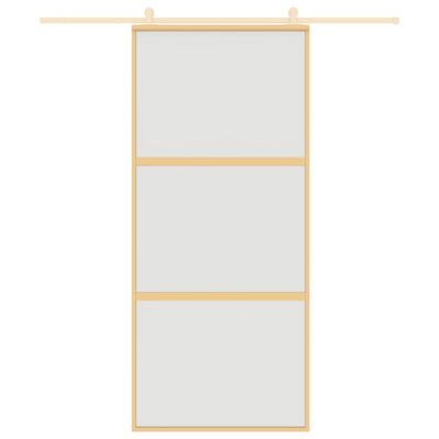 vidaXL Schuifdeur 90x205 cm mat ESG-glas en aluminium goudkleurig