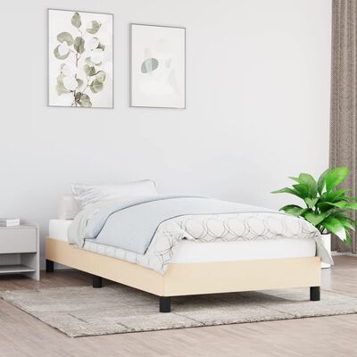 vidaXL Bedframe stof crèmekleurig 90x190 cm