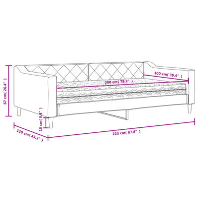 vidaXL Slaapbank met matras 100x200 cm stof crèmekleurig