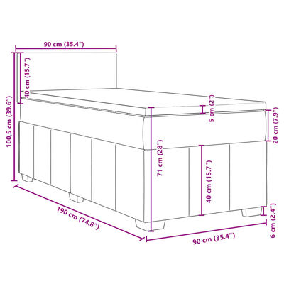 vidaXL Boxspring met matras stof taupe 90x190 cm