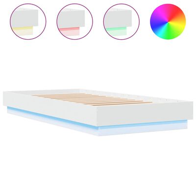 vidaXL Bedframe met LED-verlichting wit 90x200 cm