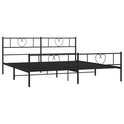 vidaXL Bedframe met hoofd- en voeteneinde metaal zwart 200x200 cm