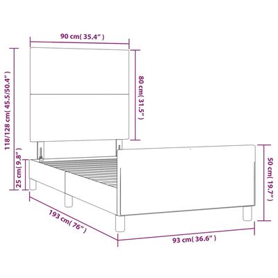 vidaXL Bedframe met hoofdbord kunstleer wit 90x190 cm