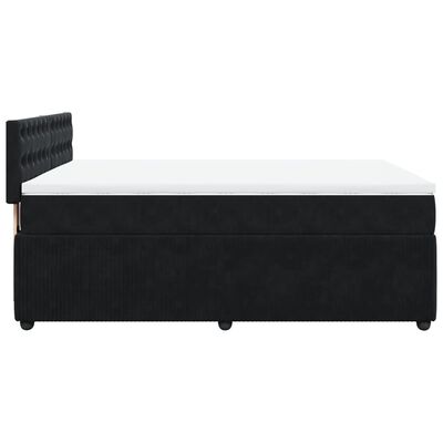 vidaXL Boxspring met matras fluweel zwart 140x190 cm