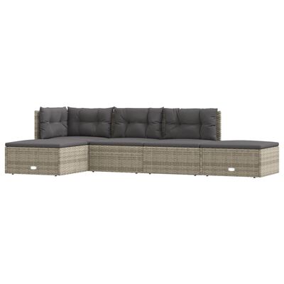 vidaXL 5-delige Loungeset met kussens poly rattan grijs