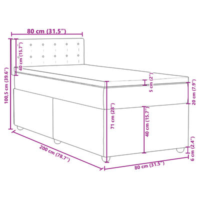 vidaXL Boxspring met matras stof blauw 80x200 cm