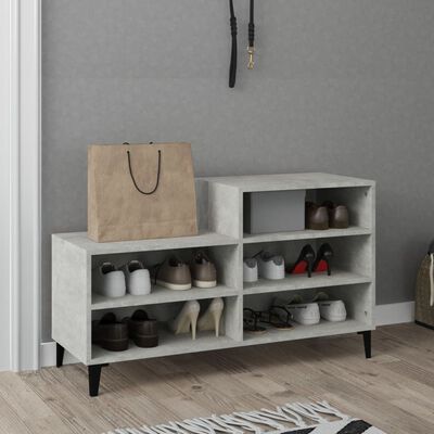 vidaXL Schoenenkast 102x36x60 cm bewerkt hout betongrijs