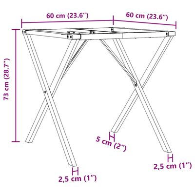 vidaXL Eettafelpoten X-frame 60x60x73 cm gietijzer