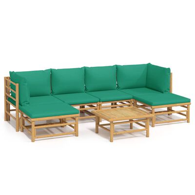 vidaXL 7-delige Loungeset met kussens bamboe groen