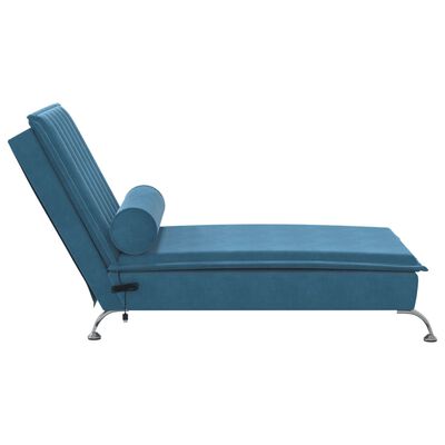 vidaXL Massage chaise longue met bolster fluweel blauw