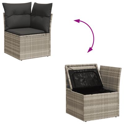 vidaXL 9-delige Loungeset met kussens poly rattan lichtgrijs