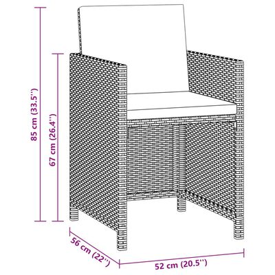 vidaXL 5-delige Tuinset met kussens poly rattan beige