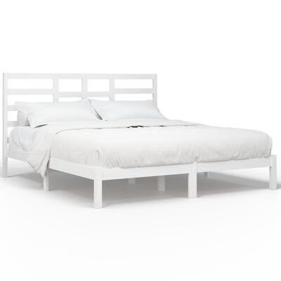 vidaXL Bedframe massief hout wit 200x200 cm