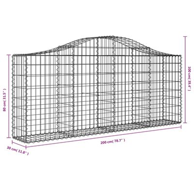 vidaXL Schanskorven 7 st gewelfd 200x30x80/100 cm gegalvaniseerd ijzer