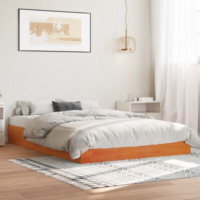 vidaXL Bedframe zonder matras massief grenenhout wasbruin 120x190 cm