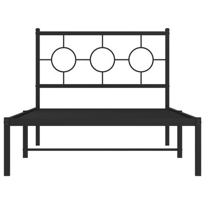 vidaXL Bedframe met hoofdbord metaal zwart 100x190 cm