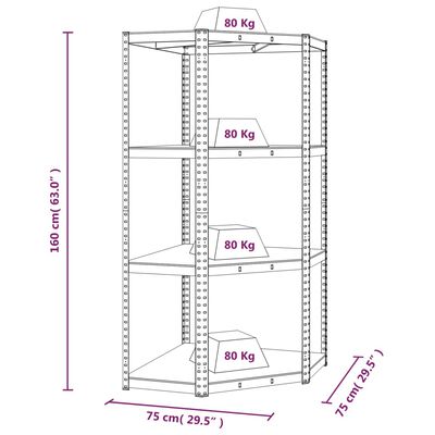 vidaXL Opbergrek 4 Laags 3 st staal & bewerkt hout zilverkleurig