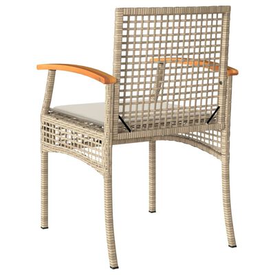 vidaXL Tuinstoelen 4 st met kussens poly rattan en acaciahout beige