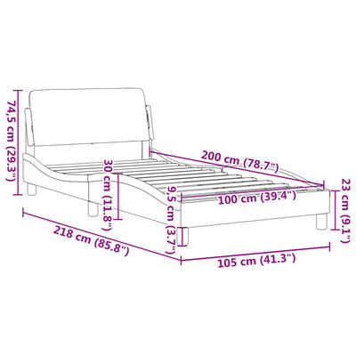 vidaXL Bedframe met hoofdeinde fluweel zwart 100x200 cm