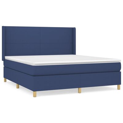 vidaXL Boxspring met matras stof blauw 160x200 cm