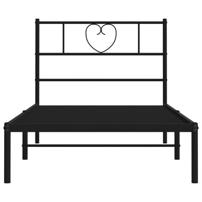 vidaXL Bedframe met hoofdbord metaal zwart 90x190 cm