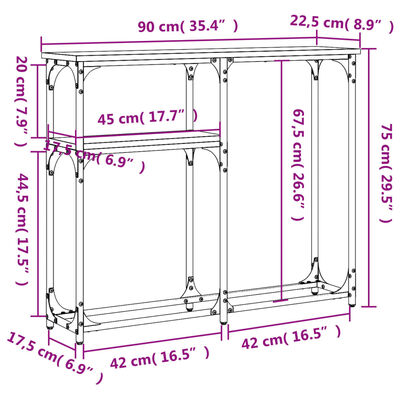 vidaXL Wandtafel 90x22,5x75 cm bewerkt hout bruin eikenkleur