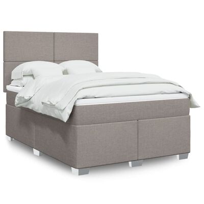 vidaXL Boxspring met matras stof taupe 160x200 cm