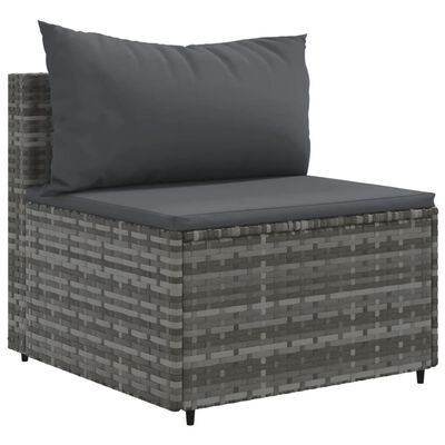 vidaXL 7-delige Loungeset met kussens poly rattan grijs