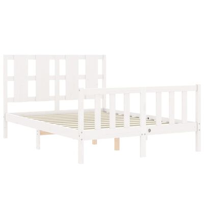 vidaXL Bedframe met hoofdbord massief hout wit 120x200 cm