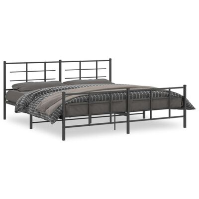 vidaXL Bedframe met hoofd- en voeteneinde metaal zwart 200x200 cm