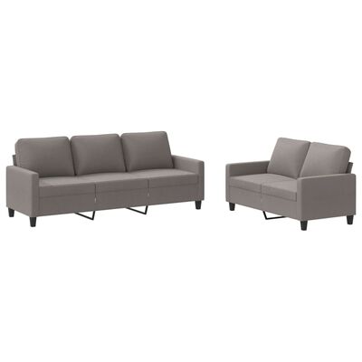 vidaXL 2-delige Loungeset met kussens stof taupe