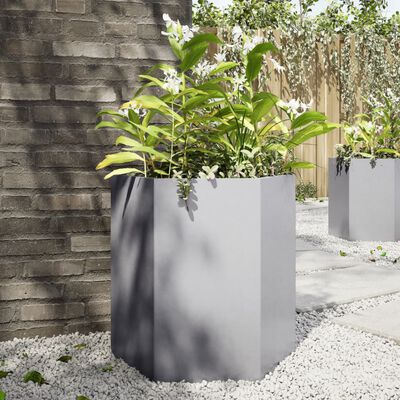 vidaXL Plantenbak zeshoek 46x40x45 cm gegalvaniseerd staal