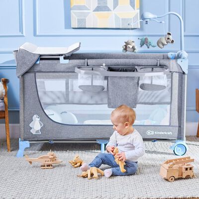 Wafel Effectief reparatie Kinderkraft Babybed JOY met accessoires inklapbaar blauw en grijs kopen? |  vidaXL.nl