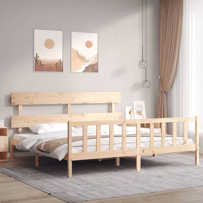 vidaXL Bedframe met hoofdbord massief hout