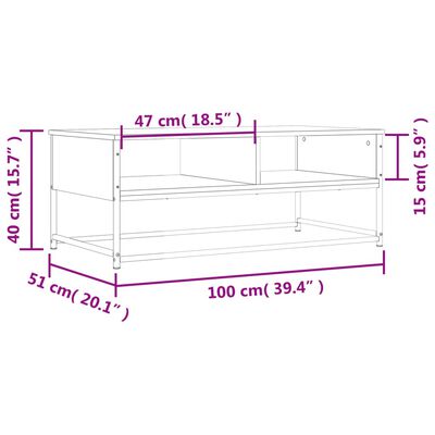 vidaXL Salontafel 100x51x40 cm bewerkt hout gerookt eikenkleurig