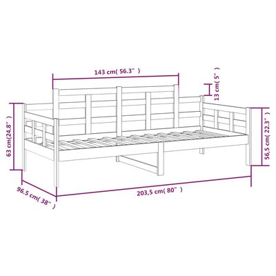 vidaXL Slaapbank massief grenenhout wit 90x200 cm