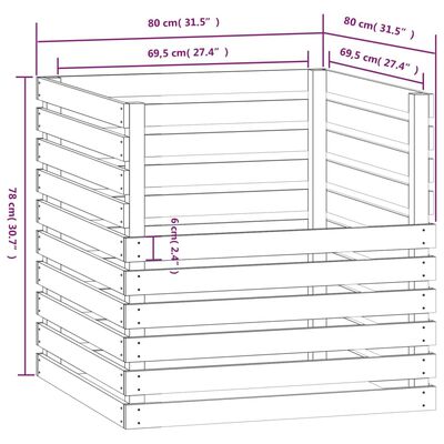 vidaXL Compostbak 80x80x78 cm massief grenenhout zwart