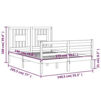 vidaXL Bedframe met hoofdbord massief hout grijs