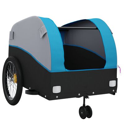 vidaXL Fietstrailer 45 kg ijzer zwart en blauw