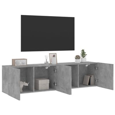 vidaXL Tv-meubels 2 st wandgemonteerd 80x30x41 cm betongrijs